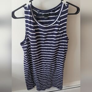August Silk 100% Cotton Women's Blue And White Striped Casual Dress Size XL